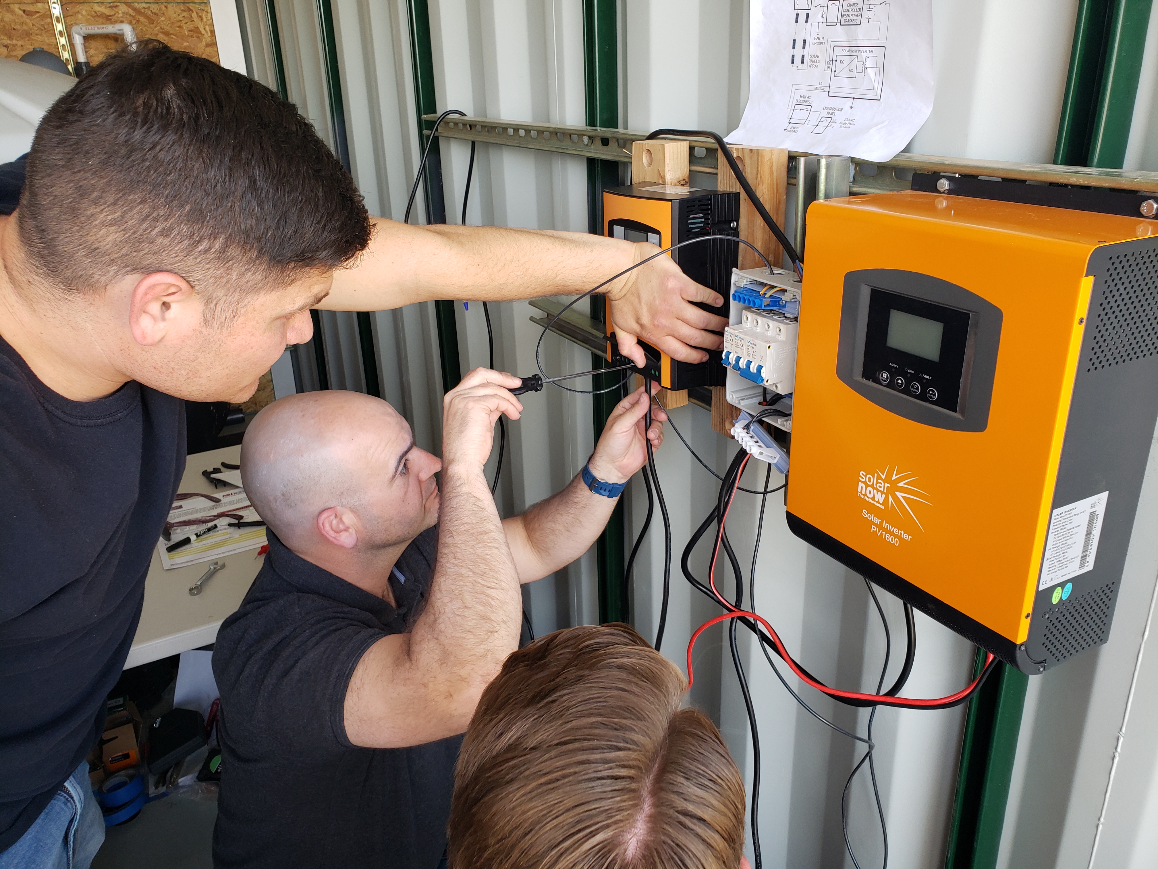 Image of two trainees working on a Microgrid.